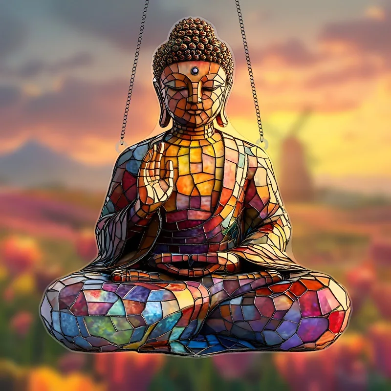 

The new Buddha shines on the earth, flat with chain pendant, window decoration, door number, gift pendant.