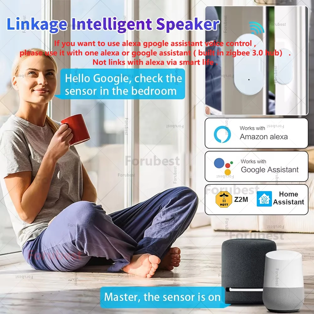 Zigbee Door Sensor Window Contact Open Close Detector With Luminosity/Vibration Detection APP Control For Alexa Google Home Z2M