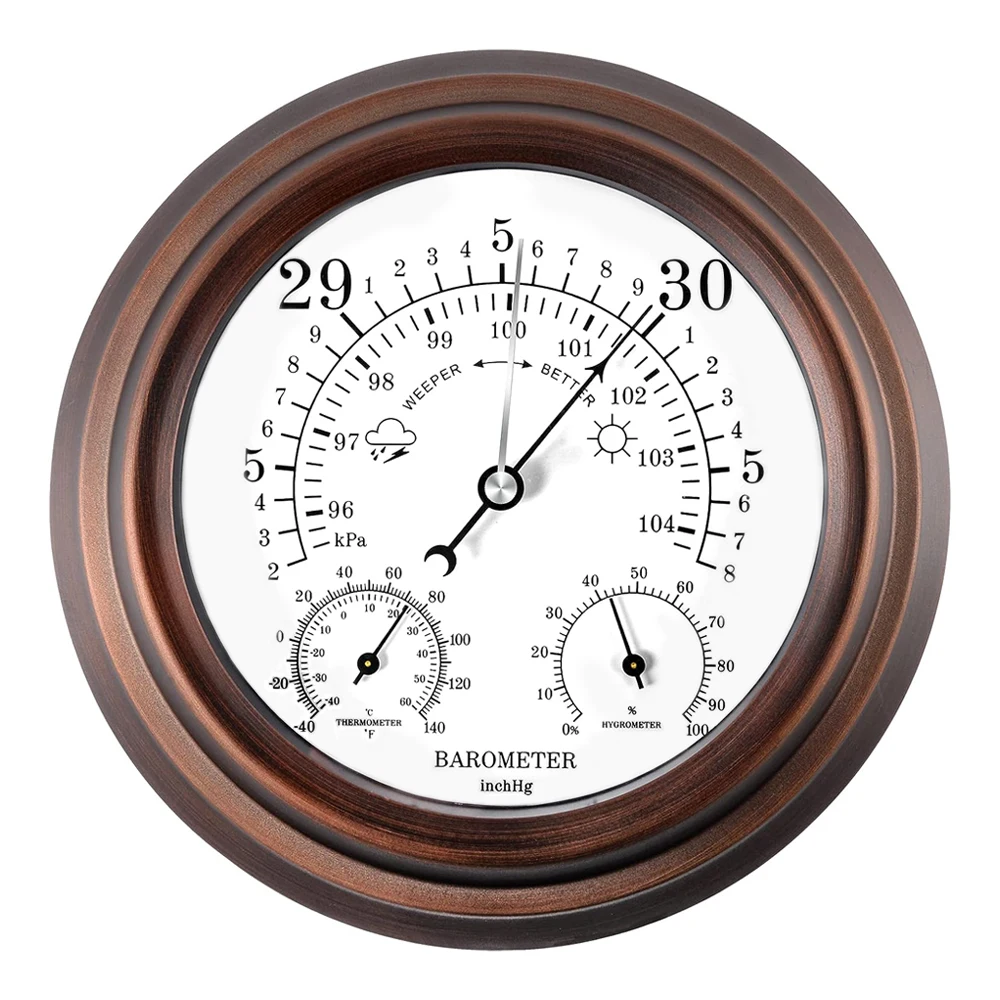 Estação Meteorológica Umidade Meter em Barômetro Termômetro Higrômetro Pressão Atmosférica Medidor de Temperatura ao ar Livre 20 Centímetros