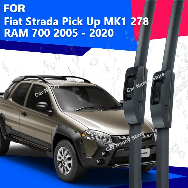 Escobillas Limpiaparabrisas Delanteras para Fiat Strada Pick Up MK1 278 RAM 700 2005 - 2020, Tiras de Goma para Limpiaparabrisas, Goma Suave