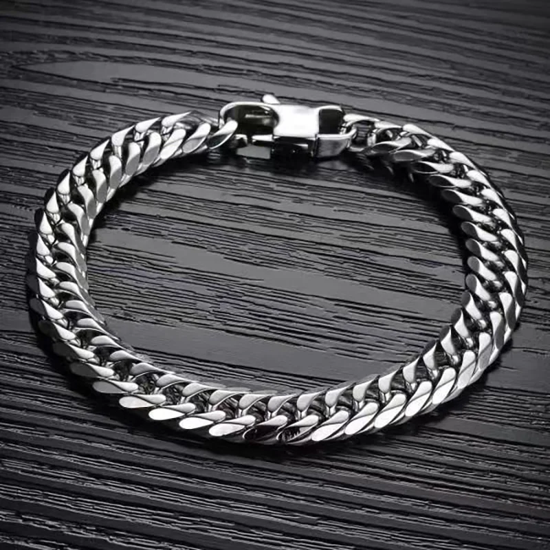 1Pcs New In Trendy Hip Hop Cuban Chain Men Bracelet Classic Stainless Steel 12mm Width Chain Bracelet For Men Women Jewelry Gift