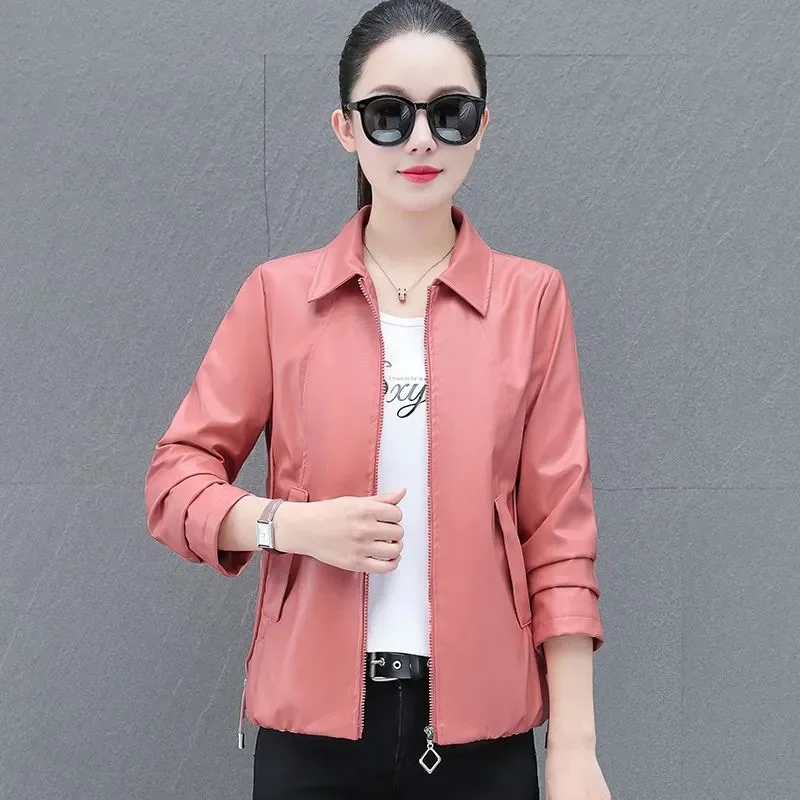 Leather Coat Ladies 2025 New Spring Autumn Windproof Waterproof High-Quality PU Jacket Women's Short Overwear Fashion Overcoat