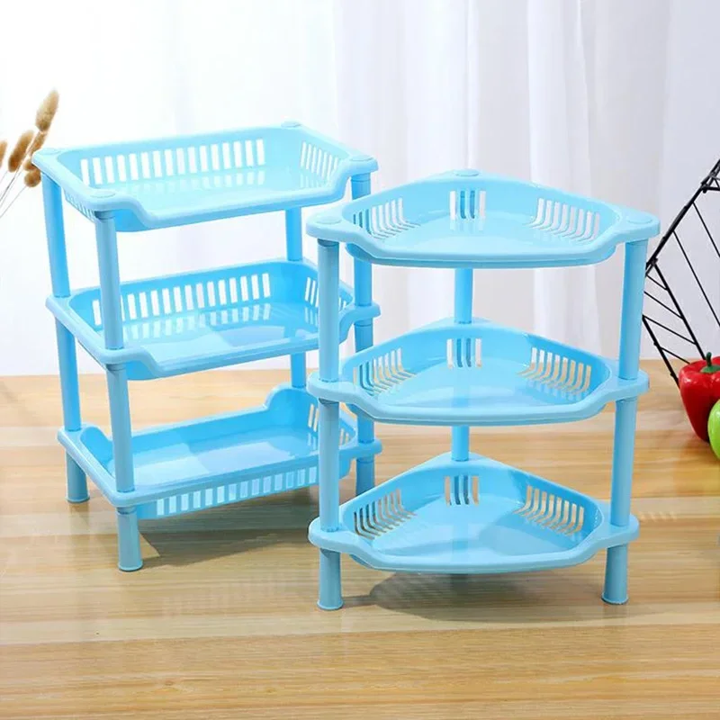 3/4 Layers Kitchen Storage Rack Shelve Plastic Assembled Sundries Food Shelf Dish Holder Bathroom Organizer Accessories