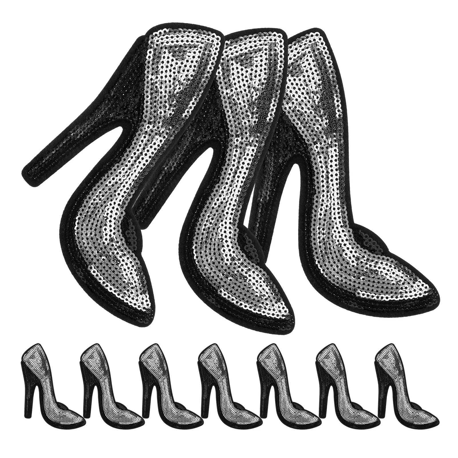 

5 Pairs Sequins Embroidery Applique Patches for Clothes High Heel Shape DIY Garment Decor Clothing Repair Sew On Accessories