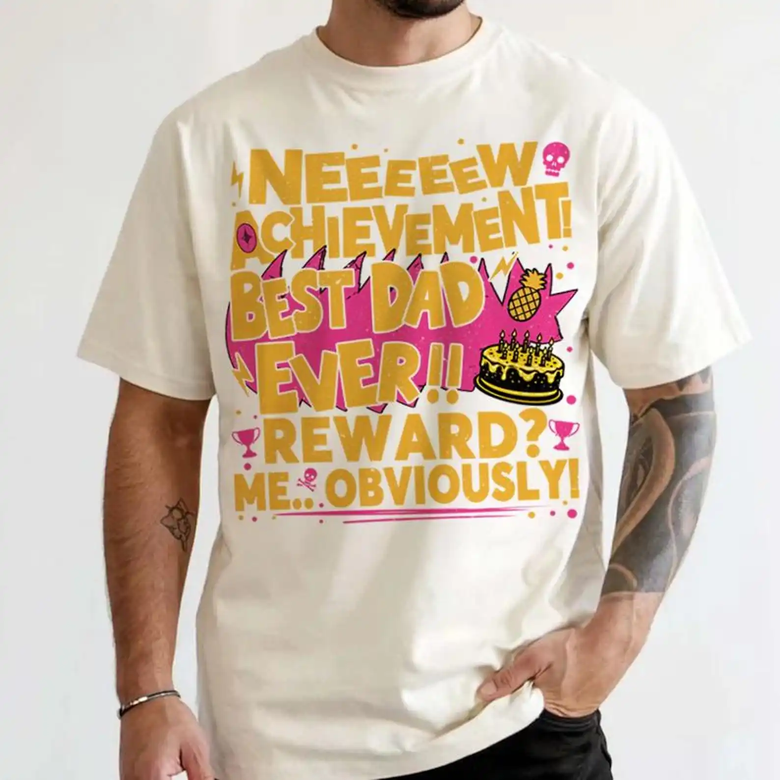 Chemise en coton Dungeon Crawler Carl pour la fête des pères, t-shirt Dad Achievement, chemises pour fans de DCC, cadeau pour papa gamer