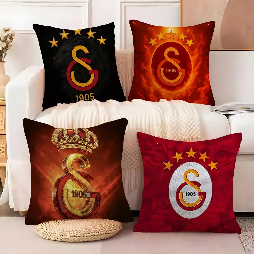 Football team galatasaray Cushion Cover  Plush Fabric Soft Double Sided Print Sofa Cushion Cover Throw Pillow Covers