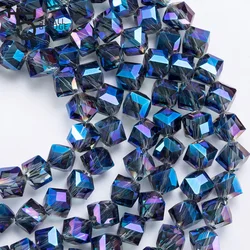 10mm Austria Diagonal Hole Cube Square Beads for Bracelet Making Women Diy Accessories Blue Glass Crystal Beads Wholesale X302