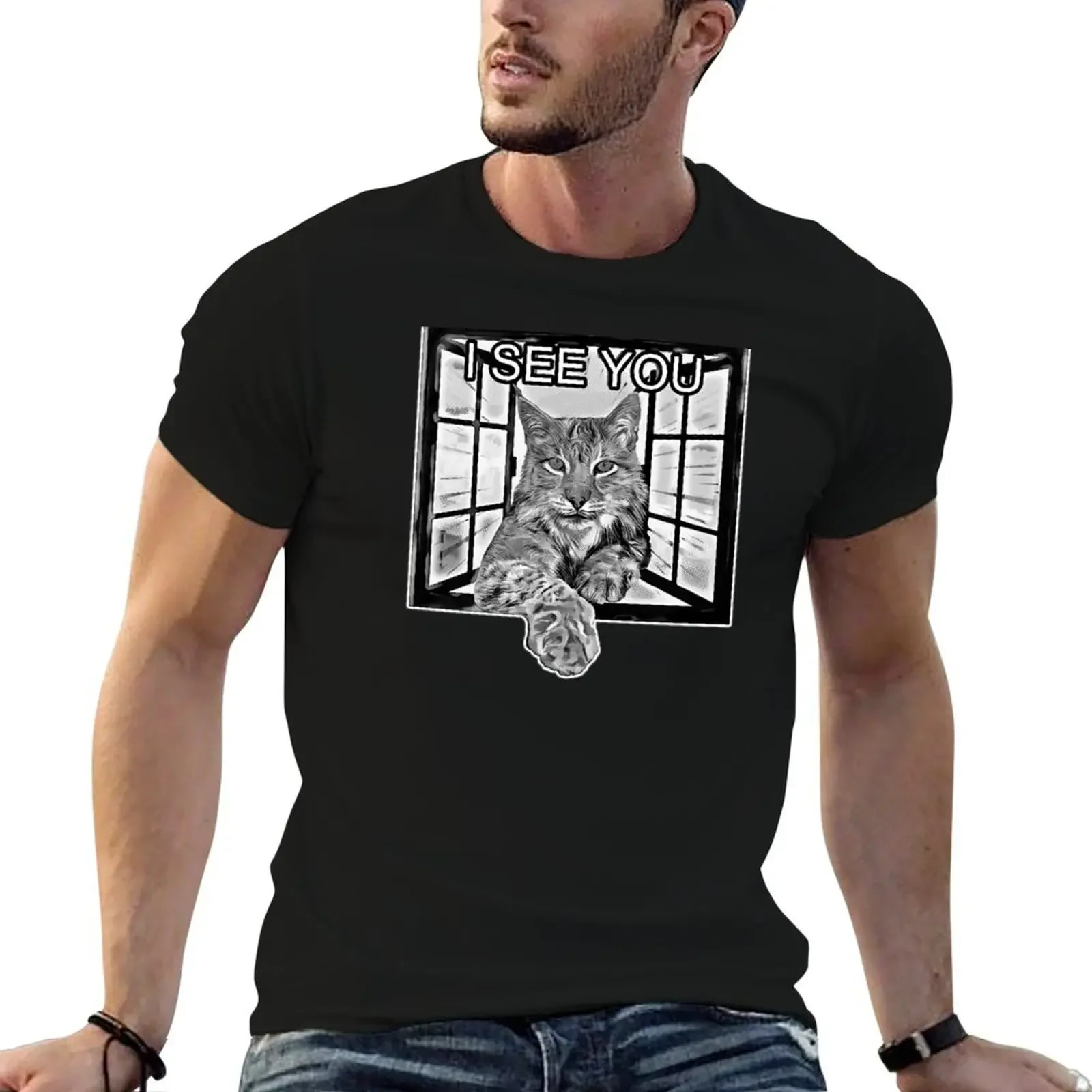 

I see you the lynx T-Shirt Aesthetic clothing cotton man t-shirts men tshirt