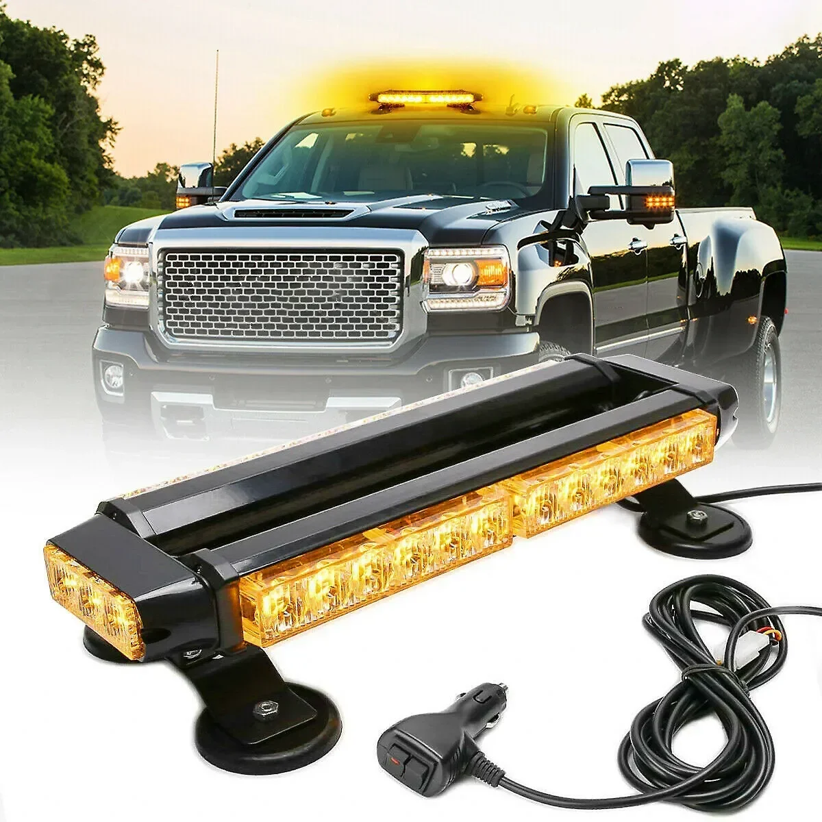 Car Emergency Strobe Lights 30LED Roof Top Signal Warning Lamp Trucks Car Flashing Beacon Light Four Side Light Source 12V/24V