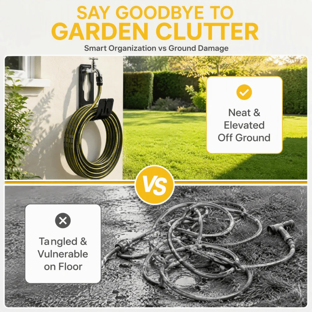 Heavy-Duty Wall-Mounted Hose Hanger Solid Material Large Weight Capacity Garden Hose Winder Bend Resistant Easy To Install