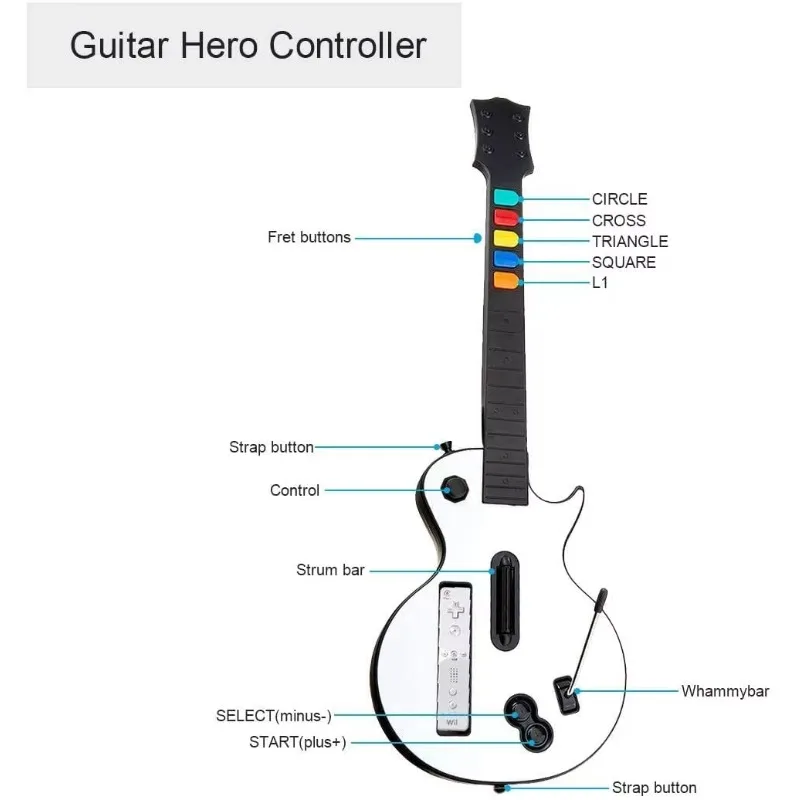White Wireless Hero Rock Band with Belt for WII Guitar Hero Controller for Hero and Rock Band Games