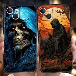 Grim Reaper Skull Skeleton Phone Case Cover for iPhone 16 15 14 13 12 Pro Max 11 7 8 Plus XR XS Max Shockproof Silicone Soft Bag