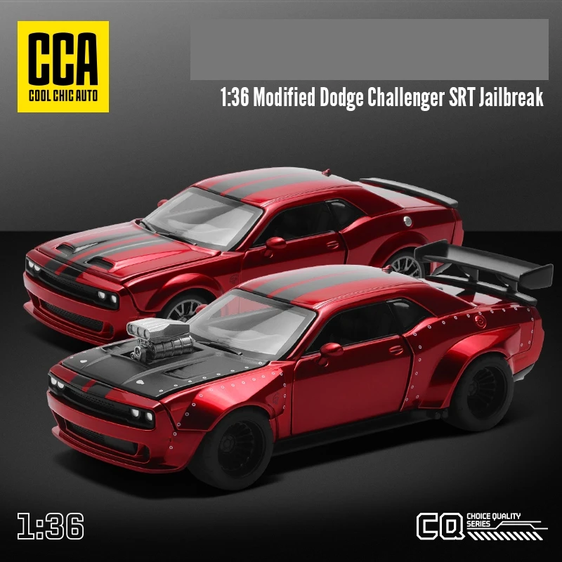 Modèle de voiture en alliage moulé sous pression, Dodge Challenger SRT Hellcat Jailbreak, jouet assemblé modifié, roues libres miniatures, cadeau de