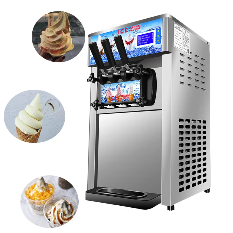 High Efficiency Ice Cream Making Machine Portable Soft Ice Cream Machine Three Nozzle mixed flavor Ice Cream Machine