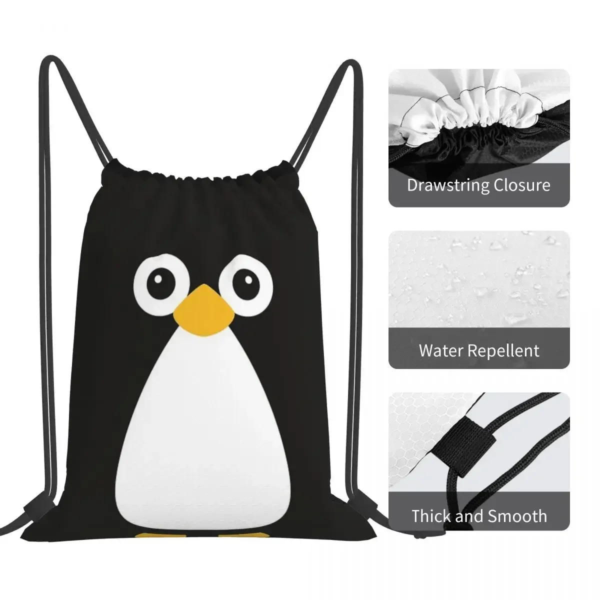 Mochilas de pingüino de Vector lindo, bolsas con cordón portátiles de moda, paquete de cordón, bolsa deportiva de bolsillo, bolsa de libros para estudiantes de viaje