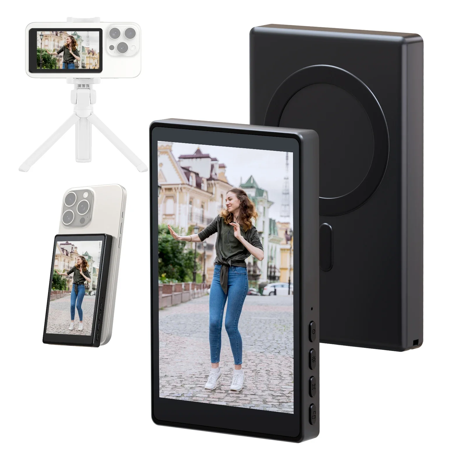 Wireless Monitor Rear Camera Screen Smartphone Selfie Magnetic Screen For Vlog Live Stream Video Recording Outdoor Selfie Tool