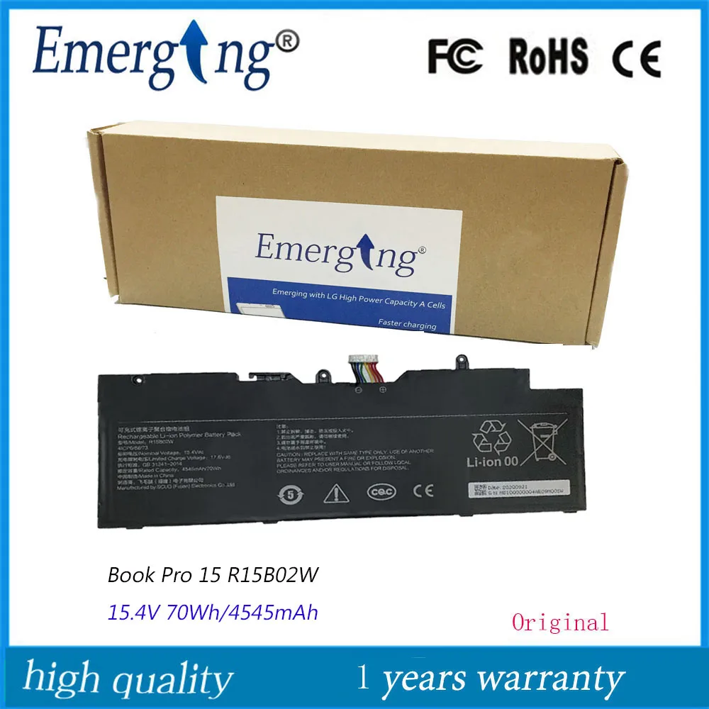 

Новый аккумулятор R15B02W для ноутбука XiaoMi Redmi Book Pro 15, 15,4 в, 70 Вт/ч, 4545 мАч