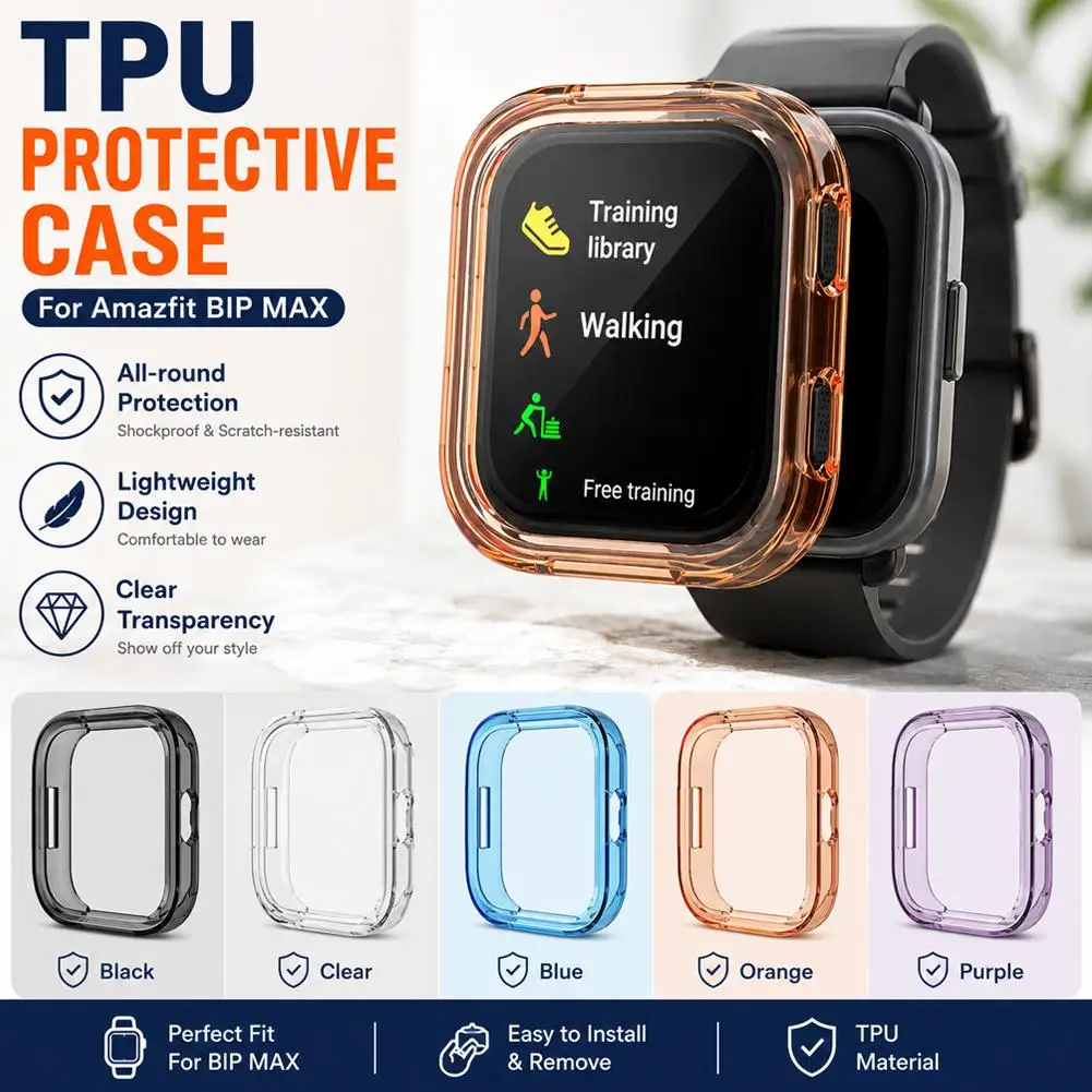 Soft TPU Hollow Case for Amazfit BIP MAX Smart Watch Strap Bumper Cover Protector for Amazfit Bip6 (A2435) Accessory