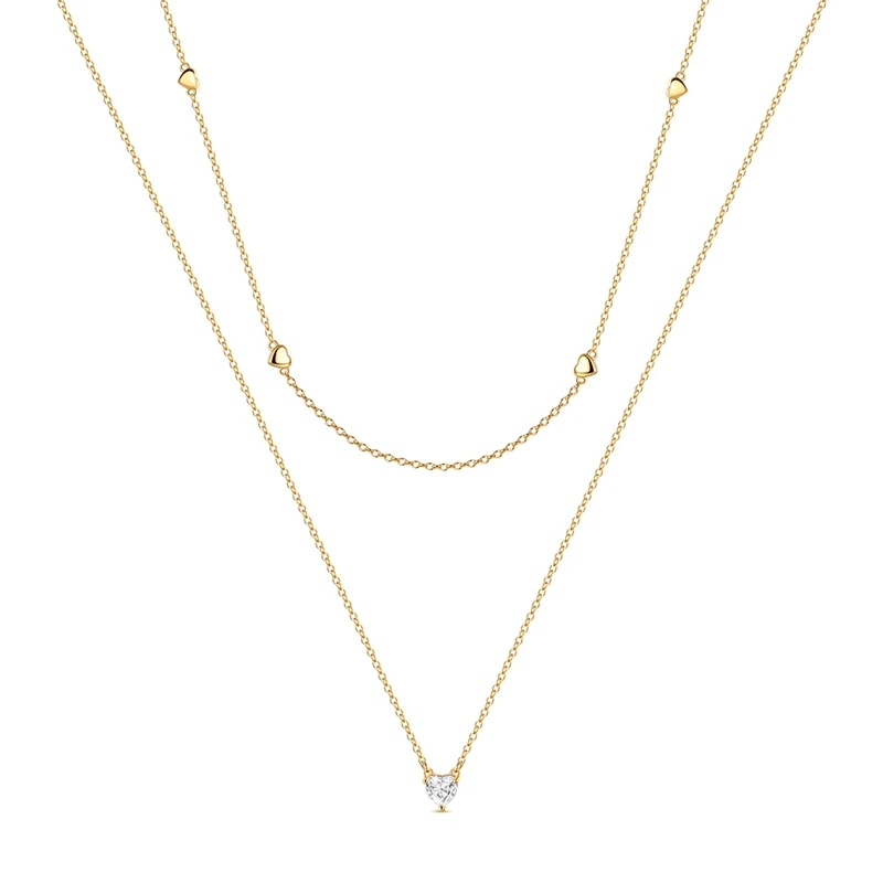 Women's 925 Sterling Silver Aurora Crystal Star Moon Key Necklace
