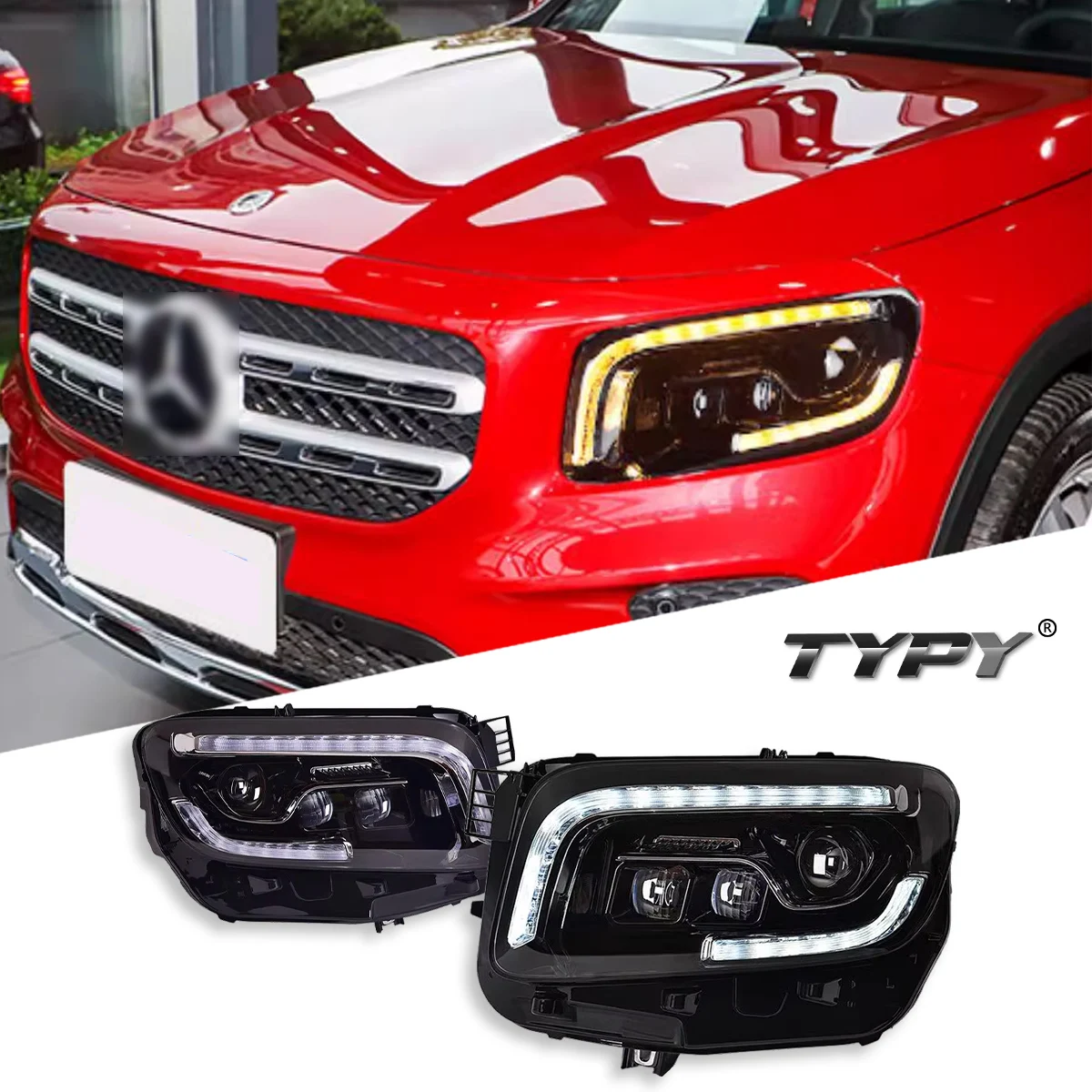 

TYPY Car For Benz GLB 2020-2022 Headlight Upgrade Modified to New DRL Dynamic Turn Signal LED Headlight Auto Accessories