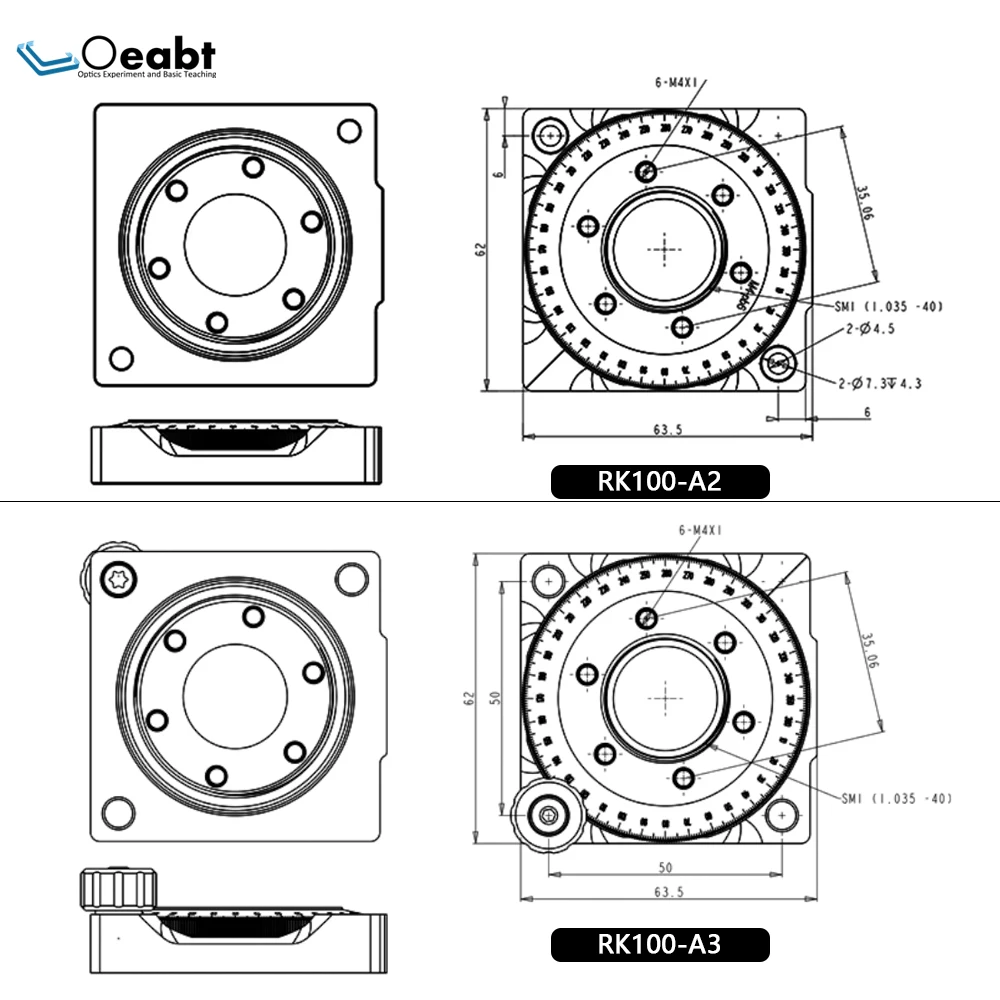 RK100-A Rotation Mount 360 Degree Indexing Table Optical Adjustment Mirror Frame Fixed Wave Plate Polarizer Compatible SM1