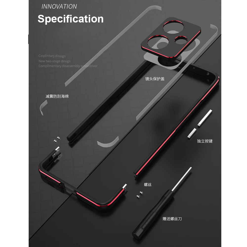 For Xiaomi Redmi Note 13 Pro Note 13 Pro Plus Phone Case Luxury Aluminum Alloy Metal Bumper Frame Shockproof Coque Matte Funda