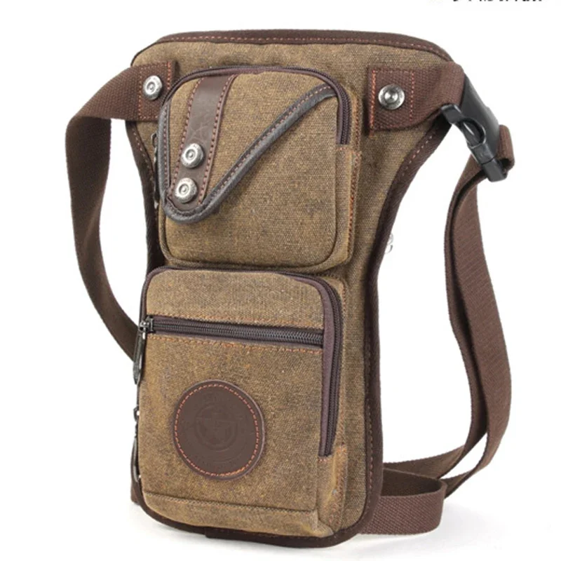 Men Motorcycle Leg Drop Bags Canvas/Nylon Fanny Thigh Bag Military Shoulder Pocket Pouch Rider Travel Male Waist Hip Belt Pack