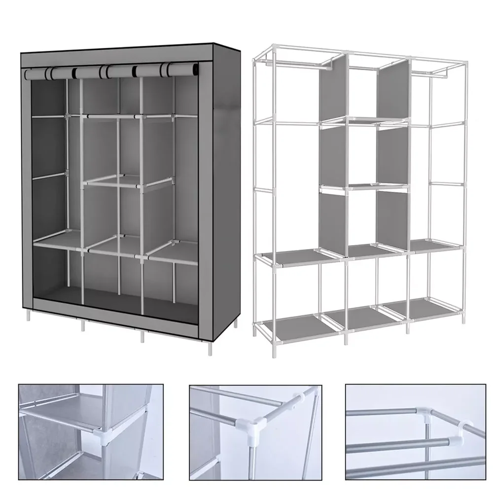 Portable Wardrobe Clothes Organizer Non-Woven Fabric Wardrobe Storage Cupboard for Bedroom 128*45*170cm Storage Shelves