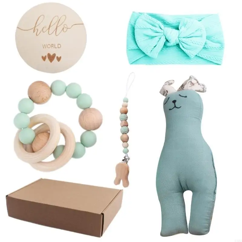 

5Pcs Baby Pacifier Chain Head Wrap Teether Bead Soothing Doll Set Birthday Gift L8RB