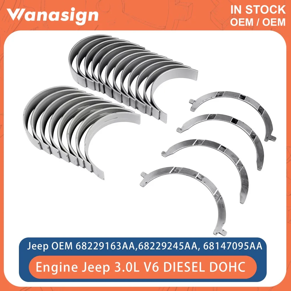 

Engine Main & Connecting Rod Bearing w/ Thrust Washers Fit 3.0 L For Jeep Chrysler Ram 1500 WK2 EXF EXN L630 A630 3.0L V6 Diesel