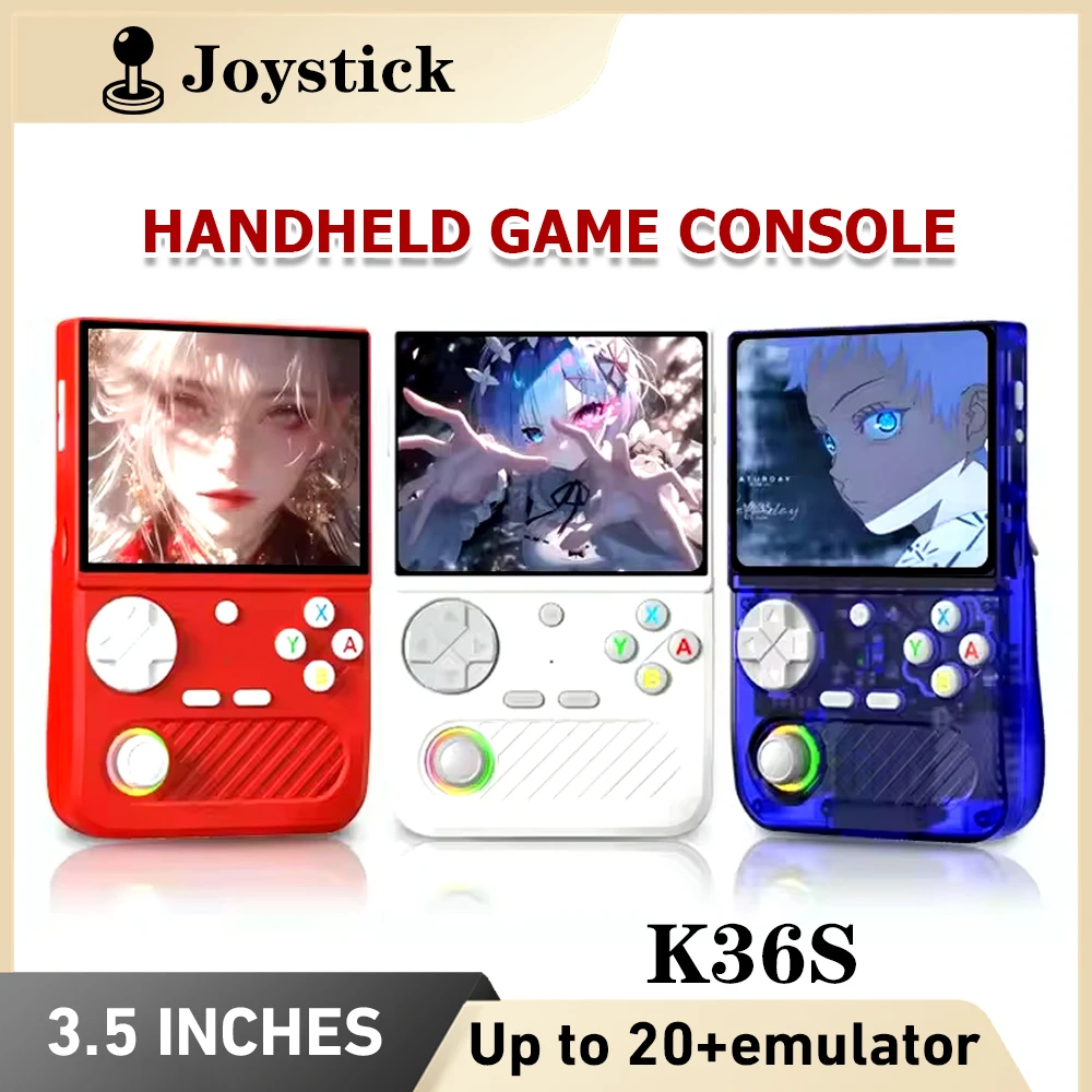 K36S Konsol Game Genggam Retro Layar IPS HD 128GB 3.5 Inci Linux Sumber Terbuka Konsol Game Genggam Portabel Hadiah Liburan