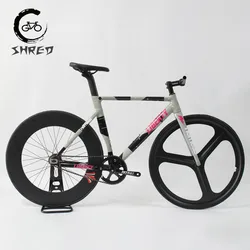 Fixed Gear Track Bike Single Speed Fixie Bicycle 700C Aluminum Frame Carbon Fork with 48T Crankset 3 Spokes 40/70/90MM Wheelset