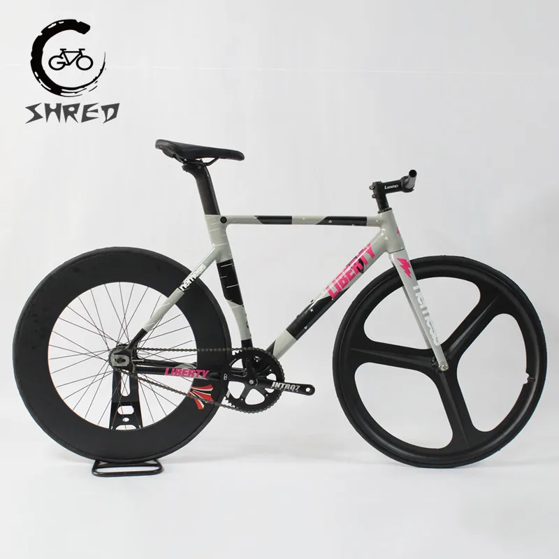 Fixed Gear Track Bike  Single Speed Fixie Bicycle 700C Aluminum Frame Carbon Fork with 48T Crankset 3 Spokes 40/70/90MM Wheelset