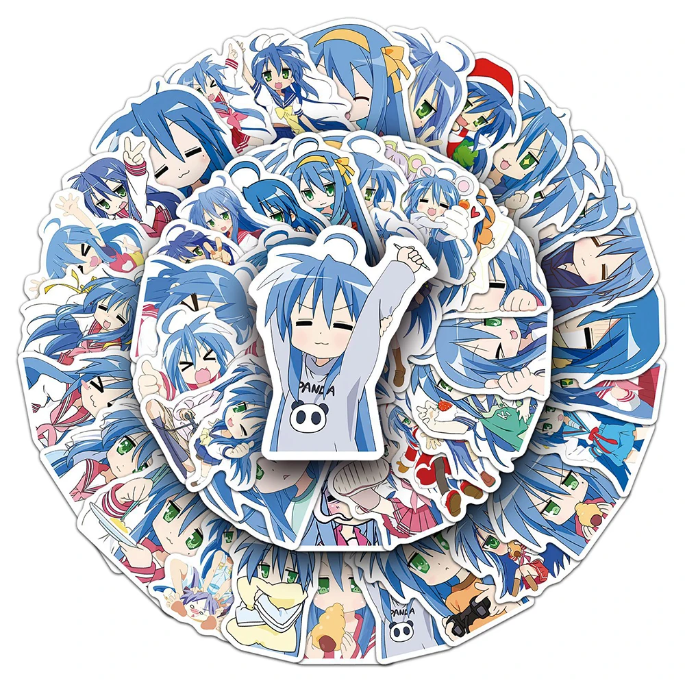 10/30/50 Uds. Pegatinas de Anime Lucky Star, Lindas Calcomanías de Dibujos Animados de Izumi Konata, Pegatinas Kawaii para Cuadernos, Diarios, Papelería, Juguetes de Graffiti