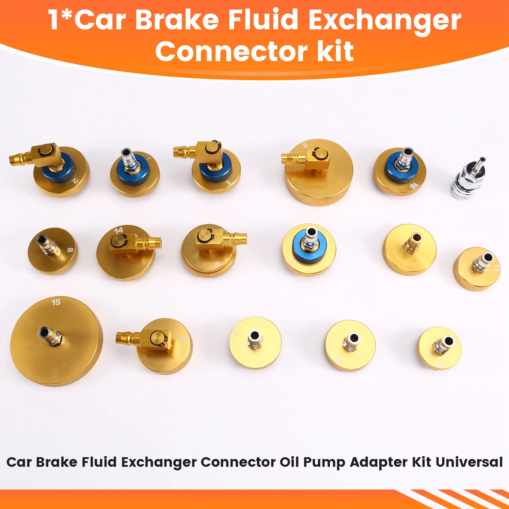 

Universal Car Brake Fluid Oil Pump Adapter Kit Exchanger Connector 1 Set Auto Repair Tools