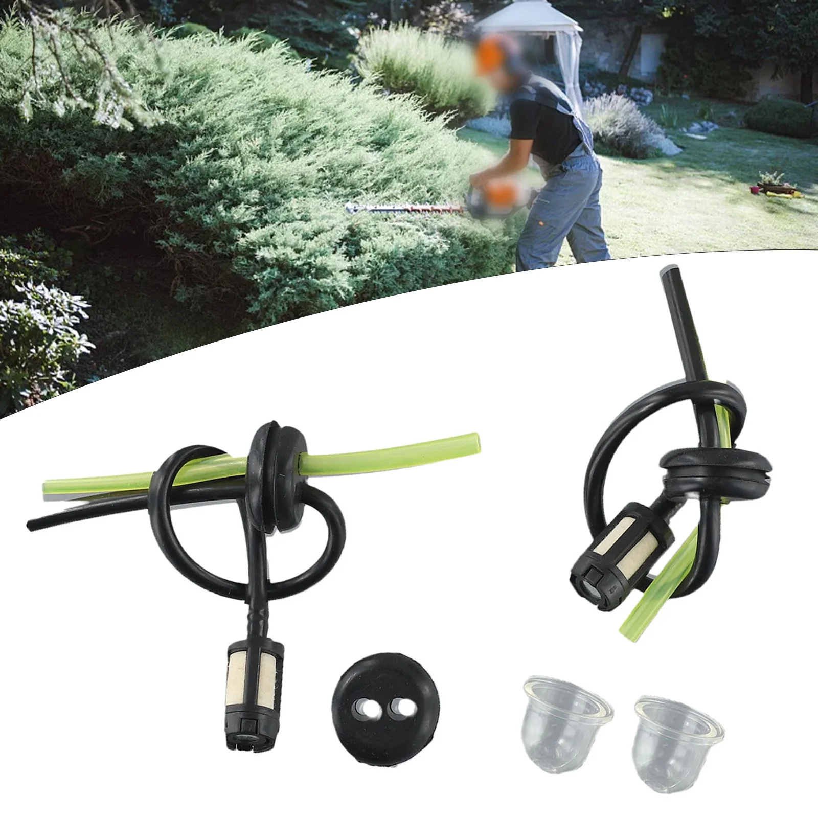 2 Sets Fuel Hose Pipe Filter Primer- Kit Grommet Seals Primer- Bulbs Strimmer- Hedge Cutter Chainsaw Petrol Garden Trimmer Parts