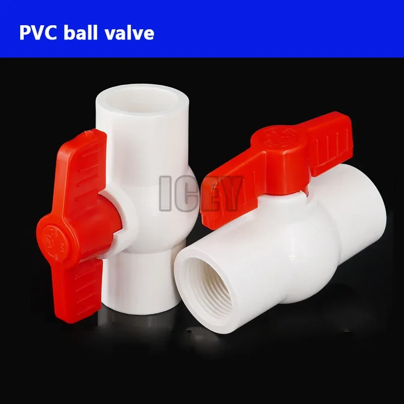 Slip / Thread Ends Water Control PVC Ball Valve White Red