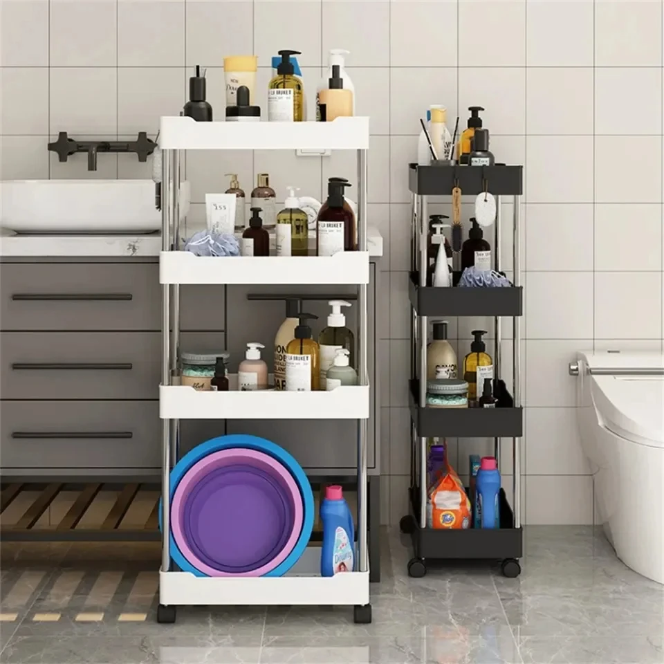 1pc 3/4 Tier Rolling Storage Cart High Capacity Storage Shelf Movable Gap Storage Rack Kitchen Bathroom And Livingroom Organizer image 3