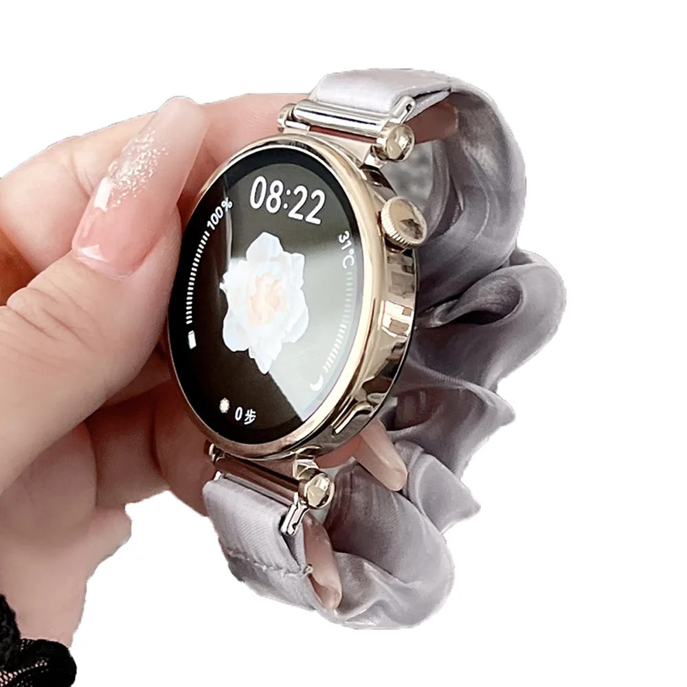 Bracelet en tissu gris pour Galaxy Watch 7/6/5/4 Classic/Garmin Venu 2S 3S 4S/Huawei GT 5 GT4 41mm, Bracelet élastique