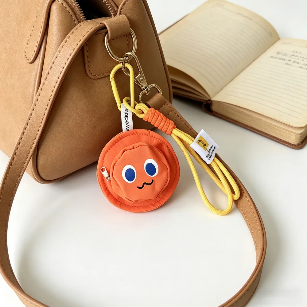 Kawaii Durable Mini Bag Smile Hat Storage Bag Casual Pendant with Hand Rope Zero Wallet with Canvas Bag Travel Outdoor Gifts