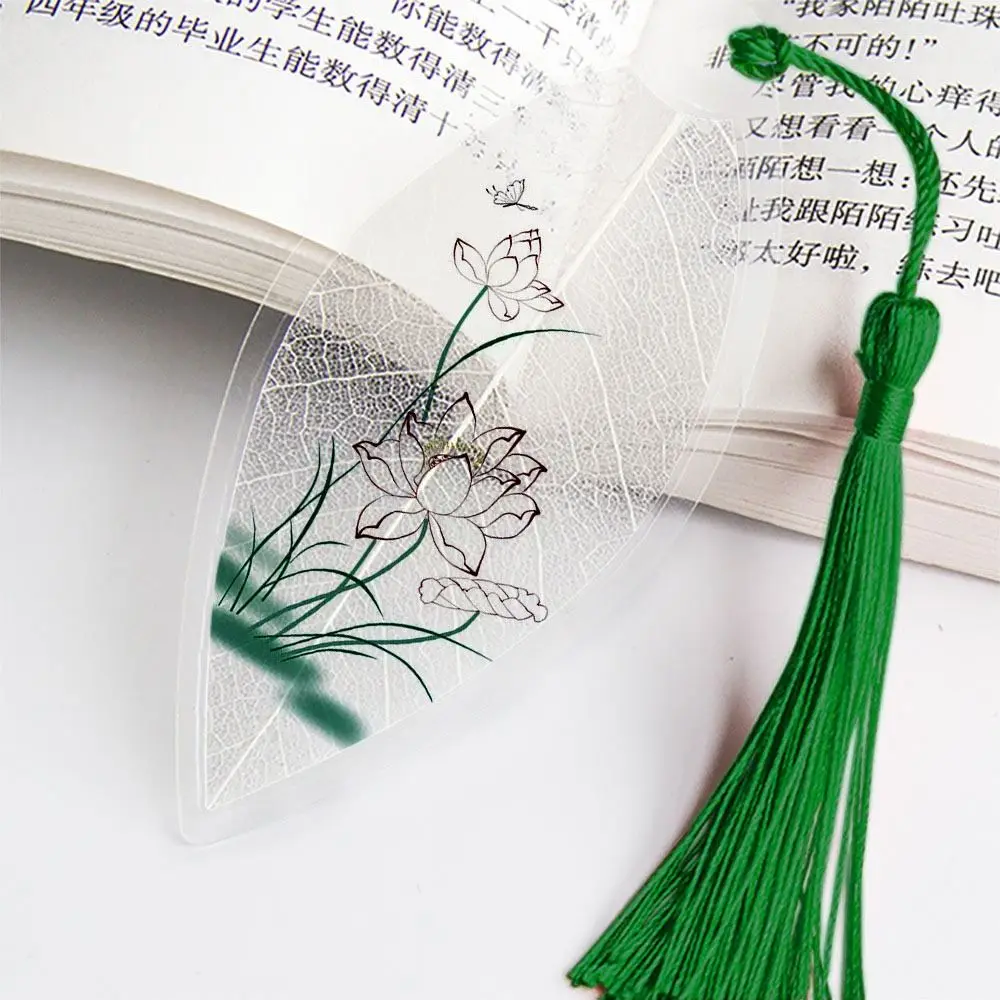 

Aesthetic Plastic Landscape Painting Bookmarks Colorful Chinese Archaic Bookmarks Leaf Vein Bookmark School Supplies