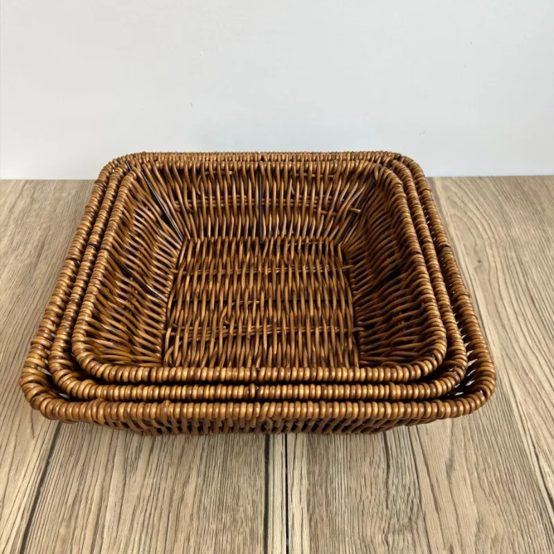 Supermarket Fruit and Vegetable Display Basket Dim Sum Basket Square Storage Basket Woven Fruit Basket Snacks Bread Snack Basket