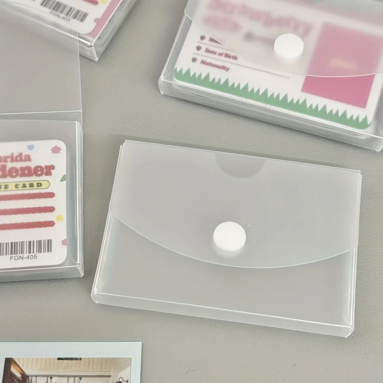 Flip-Top Frosted Card Holder Box - Horizontal/Vertical Desktop Organizer for Business Cards, Stickers, Receipts - Simple and Durable Storage Box