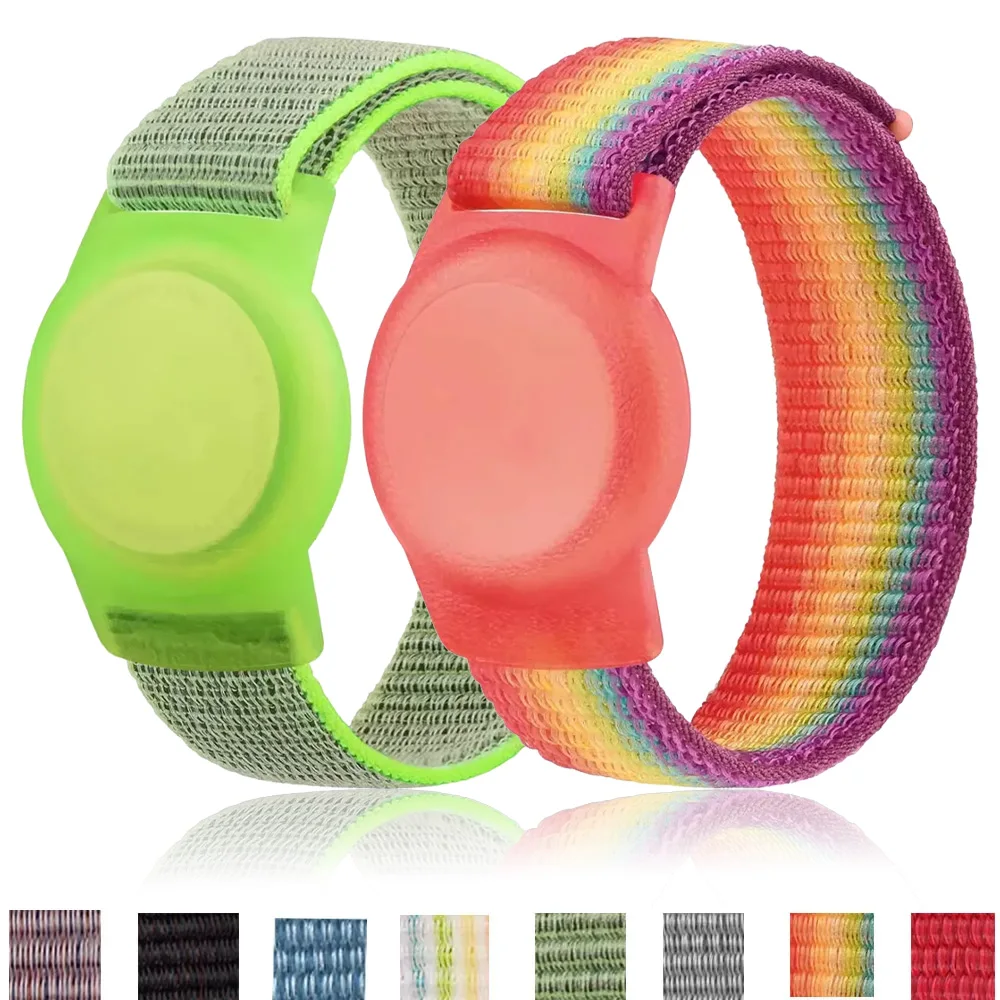 TPU Case+Nylon Strap For Apple AirTag 2 Kids/Adults Location Tracker Breathable Braid Wristband For AirTag 2 Change To Watchband