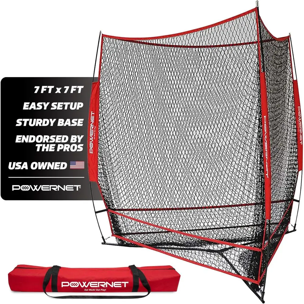 

Triple Threat Baseball Net, 3 Way 7' x 7' Batting, Hitting & Pitching Net Covers 147 Sq t, Sotball Baseball Training Equipment,