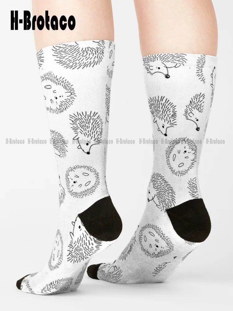 

Hedgehog Pattern Socks Women Crew Socks Custom Gift Harajuku Street Skateboard Socks Teen Youth Socks 360° Digital Print Casual