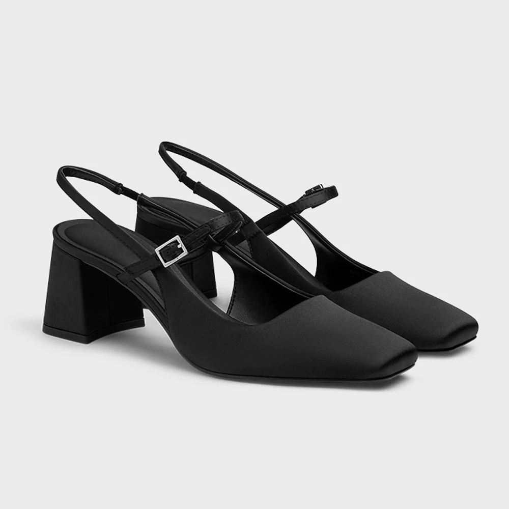 

FWRD Women's Satin Square-Toe Chunky-Heel Mary Jane Sandals, Elegant & Comfortable for Daily Wear & Summer Outfits #FWRD000308