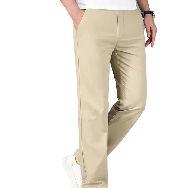 

Мужские модные брюки-костюмные штаны — Новинка Весна-Лето: однотонные деловые повседневные брюки из бамбукового волокна для поездок на работу и комфортной работы