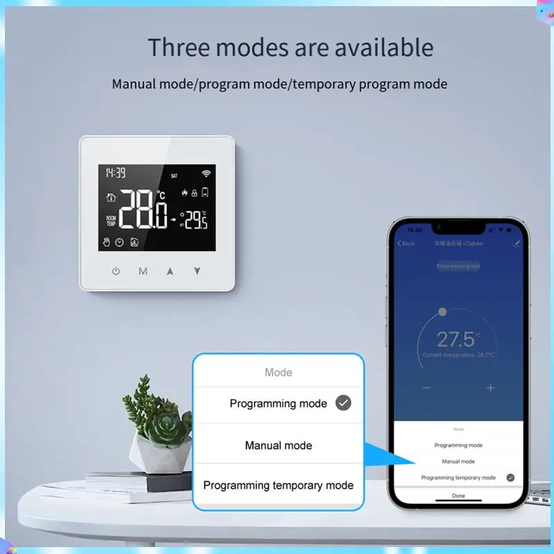

N93R Tuya Zigbee термостат умный дом контроллер температуры с питанием от батареи для газового котла работает с голосовым помощником, прочный