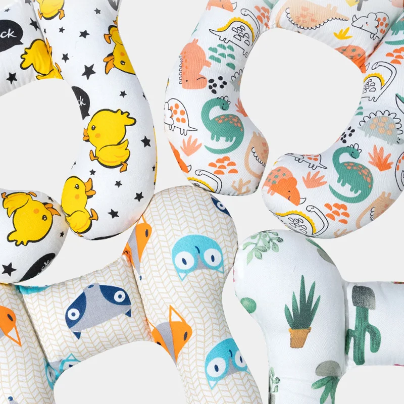 2024 Cartoon Print Children's U-Shaped Pillow for Outdoor Travel Neck Protection Pillow for Strollers Baby Head Shaped Pillow